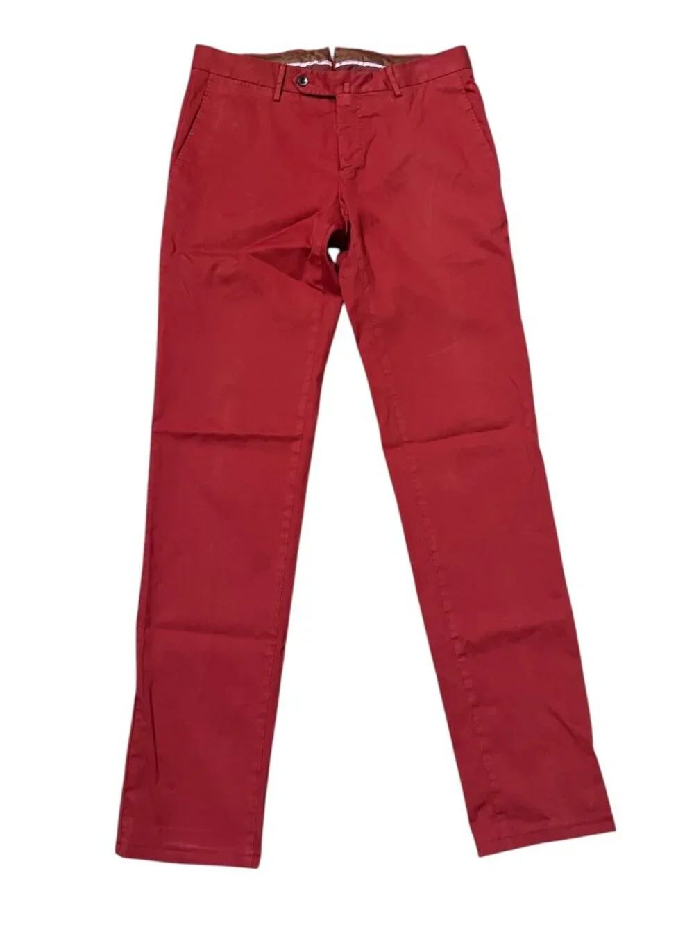 PT Torino Chino Pants Cotton Red Brown Waist 30 Superslim Fit Stretch Flat Front